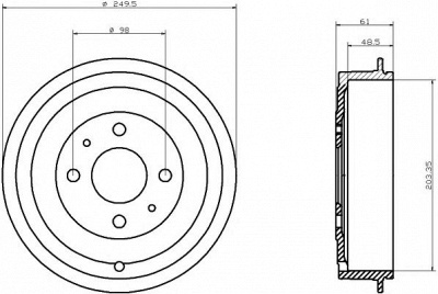 HELLA PAGID 8dt355301421 -  Тормозной барабан